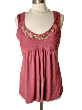 Vtg Victorias Secret L Sleeveless Bra Top Embellished Dusty Rose Sequin Rare HTF